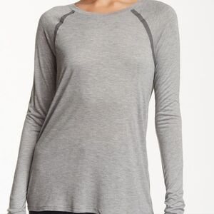 Vince Raglan Long Sleeve Satin Contrast Stripe Grey Tee Top Size Small